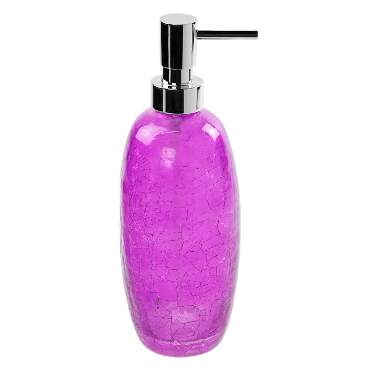 Gedy GI81-70 Soap Dispenser, Round, Purple, Crackled Glass